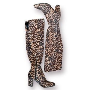Marc Fisher Over-the-knee Faux Suede Leopard Print boots